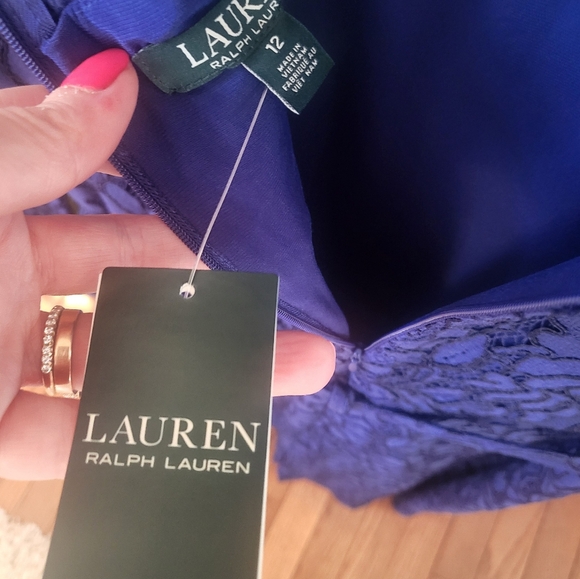 Ralph Lauren Lace Blue Dress NWT Sz 12 - Picture 6 of 8